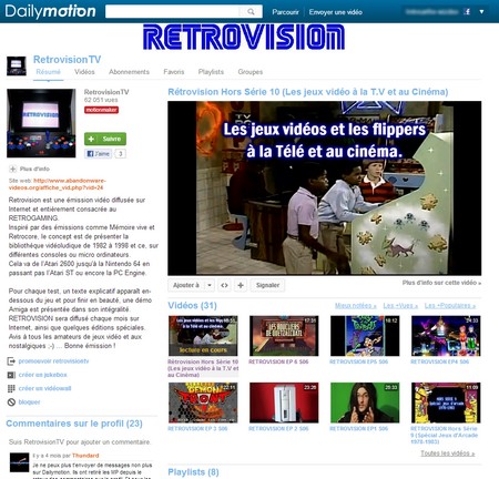 La chaîne Dailymotion de Retrovision
